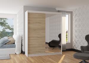 Šatní skříň s posuvnými dveřmi Viki - 180 cm Barva: Bílá/dub Sonoma