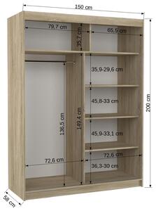Šatní skříň s posuvnými dveřmi Max - 150 cm Barva: dub Sonoma