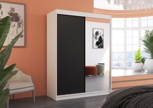 Šatní skříň s posuvnými dveřmi Jordi - 150 cm Barva: Černá/Bílá