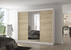 Šatní skříň s posuvnými dveřmi Denis - 250 cm Barva: Bílá/Sonoma