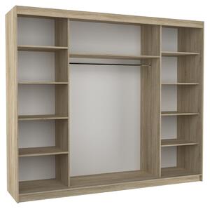Šatní skříň s posuvnými dveřmi Denis - 250 cm Barva: dub Sonoma/Bílá