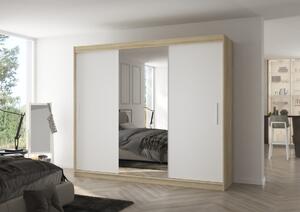 Šatní skříň s posuvnými dveřmi Denis - 250 cm Barva: Sonoma/Bílá