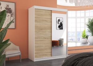 Šatní skříň s posuvnými dveřmi Jordi - 150 cm Barva: dub Sonoma/Bílá