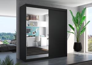 Šatní skříň s posuvnými dveřmi Viki - 200 cm Barva: Černá