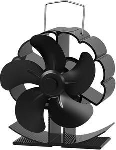 Ventilátor pro kamna – Ventilátor pro kamna na dřevo – Optimalizace rozložení tepla – Samostatně napájený termodynamicky – 13,5 cm x 17 cm – Černý