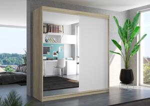 Šatní skříň s posuvnými dveřmi Viki - 200 cm Barva: Sonoma/Bílá