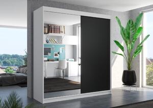 Šatní skříň s posuvnými dveřmi Viki - 200 cm Barva: Bílá/Černá