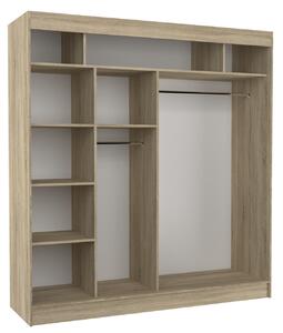 Šatní skříň s posuvnými dveřmi Keita - 200 cm Barva: Černá/Bílá