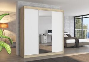Šatní skříň s posuvnými dveřmi Santiago - 200 cm Barva: dub Sonoma/Bílá