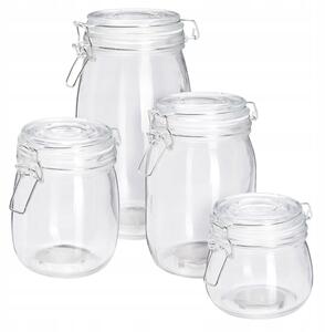 SKLENĚNÉ SKLENICE S KLIPEM 500 ML 750 ML 1000 ML 1500 ML 4 KUSY
