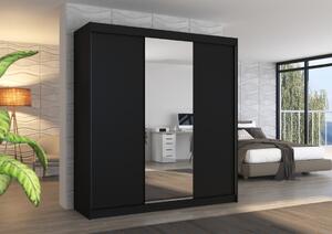 Šatní skříň s posuvnými dveřmi Santiago - 200 cm Barva: Černá/Dub