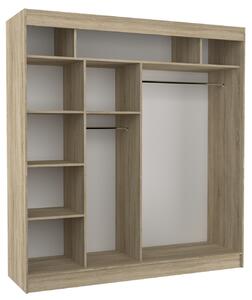 Šatní skříň s posuvnými dveřmi Toura - 200 cm Barva: Černá/Bílá