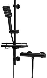 Termostatická sprchová souprava - Sprchová baterie - Komfortní sprchování - Inteligentní regulace teploty - Tyč o délce 70 cm - Matná černá barva