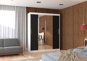 Šatní skříň s posuvnými dveřmi Dallas - 180 cm Barva: Černá/Bílá