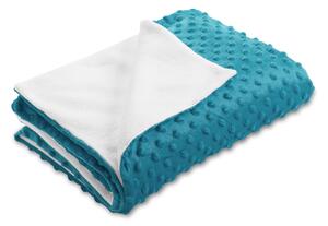 Biante Dětská oboustranná deka Minky TOP 3D puntíky/Polar MKP-056 Mořská modrá 75x100 cm