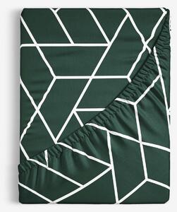 Goldea bavlněné napínací prostěradlo - mozaika na tmavě zeleném 80 x 160 cm