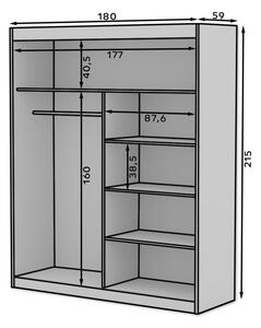 Šatní skříň s posuvnými dveřmi Esti - 180 cm Barva: dub Sonoma