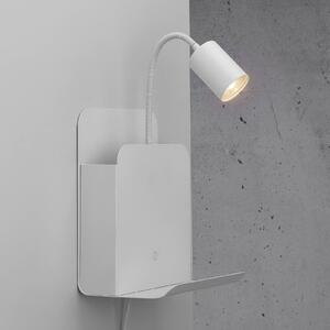 Nástěnné světlo Roomi s policí a USB, bílá