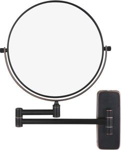 Zrcadlo s lupou – nástěnné, výklopné – pro detailní péči – otočné o 360 stupňů – průměr 20 cm – bronzová barva