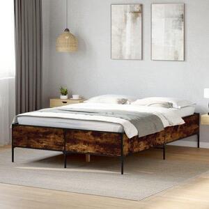 Rám postele pro dvě osoby - Rám postele kombinace dřeva a kovu - Nábytek do ložnice - Latový rošt - Rozměry 160x200 cm - Imitace dub Sonoma
