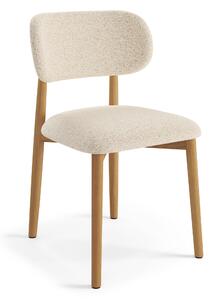 MAZZONI EXPORT ALMO Krémová (tkanina Monza 90)/rám: lakovaný dub - DŘEVĚNÁ ŽIDLE BOUCLÉ DO OBÝVACÍHO POKOJE JÍDELNY KUCHYNĚ RETRO