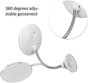 QuickShopping - 10x Zvětšení Zrcadlé make-upové zrcadlo s 18 kusy LED osvětlení, Nastavitelné Zwanenhals a Zuignap, ideální pro kancelář a Da
