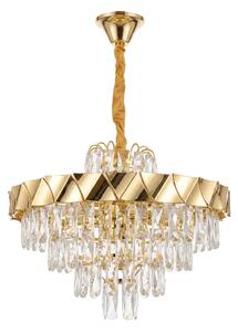 Toolight Toolight, křišťálová závěsná lampa Ø50 cm, 6×E14, SWE076-CP, zlatá, OSW-30205