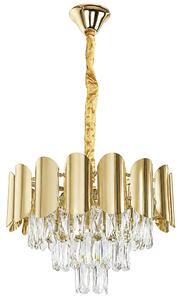 Toolight Toolight, křišťálová závěsná lampa Ø40 cm, 5×E14, SWE099-CP, zlatá, OSW-30222
