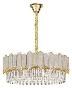 Toolight Toolight, křišťálová závěsná lampa Ø50 cm, 6×E14, SWE107-CP, zlatá, OSW-30229