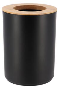 Odpadkový koš Besson, černá/s dřevěnými prvky, 5L