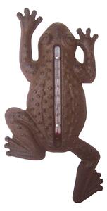 Nástěnný teploměr Frog, 23,5x12 cm, litina, hnědá