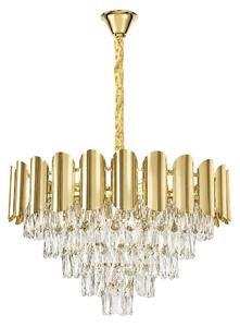 Toolight Toolight, křišťálová závěsná lampa Ø60 cm, 9×E14, SWE100-CP, zlatá, OSW-30223