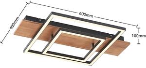 Lucande Chariska LED stropní lampa dřevo černá 60cm