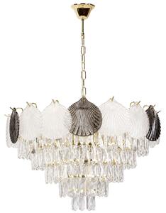 Toolight Toolight, křišťálová závěsná lampa Ø60 cm, 9xE14, SWE084-CP, zlatá, OSW-30213