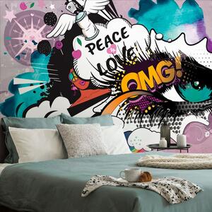 Tapeta zelené graffiti oko