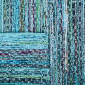 Modrý tkaný bavlněný koberec 140x200 cm MERSIN