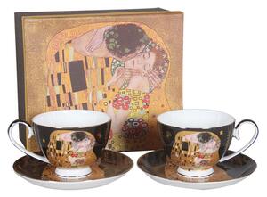 HOME ELEMENTS Porcelánová šapo sada, 250 ml, Klimt, Polibek tmavý