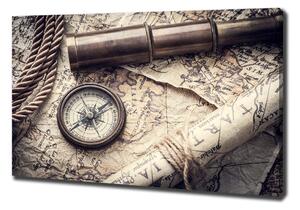 Foto obraz na plátně Kompas mapa lupa oc-90680388