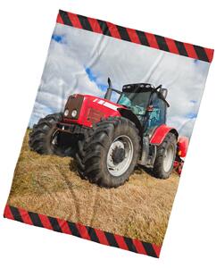 Dětská mikroplyšová deka 130 x 170 cm - Červený Traktor
