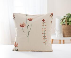 Bavlněný povlak na polštář Renforcé 40 × 40 cm - Vlčí máky béžové