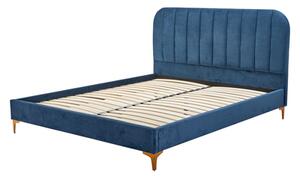 Modrá postel s roštem KENAQ 160x200 cm
