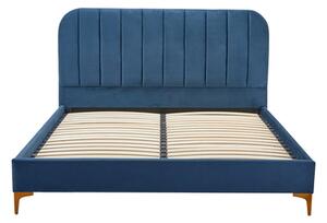 Modrá postel s roštem KENAQ 160x200 cm