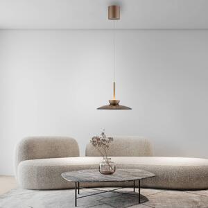 PURE Závěsné světlo LED Moon, bronzová, jantarové sklo (tmavé), Ø32cm, stmívatelný, Bronz / starožitná mosaz, Obývací pokoj / jídelna, Sklo, Moderní