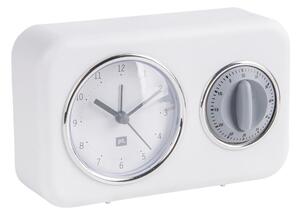 Kuchyňské hodiny s minutkou Nostalgia 17 cm bílá Present Time (Barva- bílá, šedá)