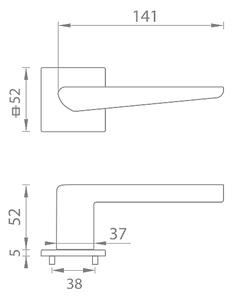Dveřní kování MP TI - TIGA - HR 4154Q 5S (OCS - Chrom broušený), klika-klika, Bez spodní rozety, MP OCS (chrom broušený)