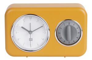 Kuchyňské hodiny s minutkou Nostalgia 17 cm žlutá Present Time (Barva- žlutá, šedá)