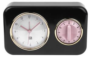 Kuchyňské hodiny s minutkou Nostalgia 17 cm černá Present Time * (Barva- černá, růžová)