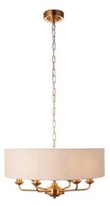 Endon 110722 - Lustr na řetězu HIGHCLERE 6xE14/40W/230V béžová/mosaz pr. 55 cm