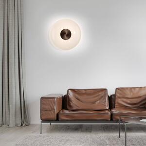 PURE Nástěnné svítidlo LED Vitrum, hnědé/opálové sklo/hliník Ø 22 cm, stmívatelný, Hnědá / rez, Obývací pokoj / jídelna, Sklo, Moderní