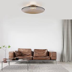 PURE LED stropní svítidlo Moon, bronz, Ø 50 cm, sklo/hliník, stmívatelný, Bronz / starožitná mosaz, Obývací pokoj / jídelna, Sklo, Moderní